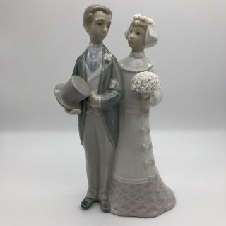 Lladro Porcelain Bride & Groom Wedding Couple Cake Topper Figurine 4808