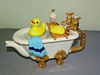 Teapottery Swineside Rubber Duck In The Bath Tub Teapot,  Tea Set Dinner Service