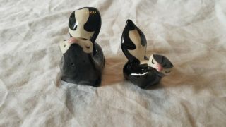 Vintage Ceramic Black & White Mom - Baby Skunks Salt And Pepper Shakers