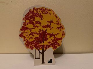 The Cats Meow Village Accessory Tree With Swing Fall Colors Orange