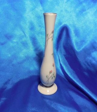 Lenox Rose Manor Porcelain China Bud Vase Gold Trim 7 3/8 Inch Tall