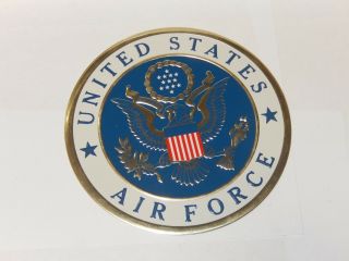 Tin Sign Embossed Details United States Air Force Metal Decor Adhesive 4 " Round