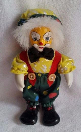 Porcelain Clown Doll - Small - 7 Inches - Stands,  Does Not Sit -,  Intact