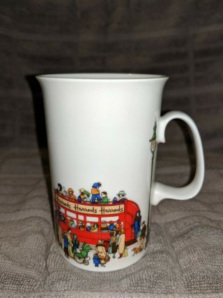 Vintage 90s Harrods London Coffee Mug Double Decker Bus Street Scene Uk