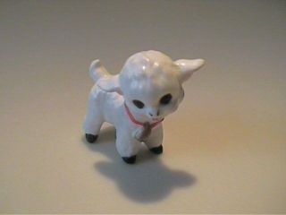 Vintage Josef Originals Miniature Ceramic Lamb With Bell