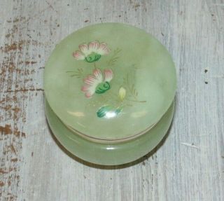 Vintage Alabaster Green Trinket Box Hand Crafted Made In Italy