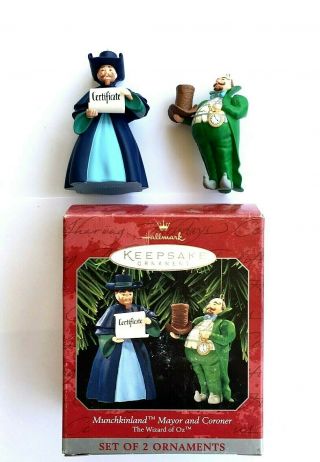 Wizard Of Oz 1998 Hallmark Keepsake 3 " Mayor And Coroner Mini Ornaments