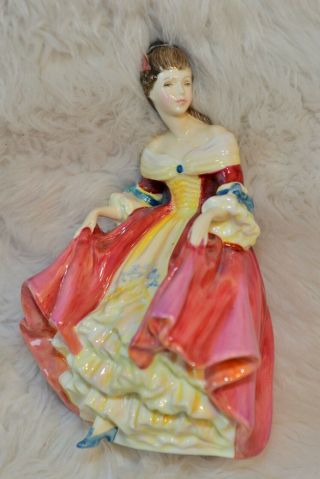 Royal - Doulton - Porcelain - Glazed - Figurine - Red - Dress - Southern - Belle - 1957