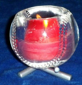 Partylite Batter Up Tealight Votive Glass Baseball Candle Holder P7136