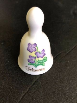 Russ Berrie & Co Miniture Porcelain Month Bell February