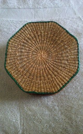 Vintage Red And Green Basket With Lid