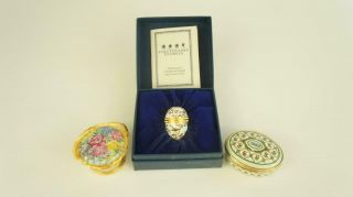 Trio Of Halcyon Days Easter Egg,  Floral Basket & Oval Box