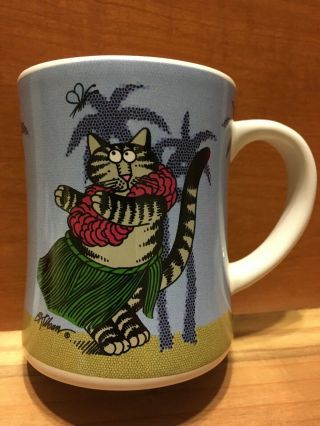 Cafe B Kliban Hula Kitty Cat Coffee Mug Large Tea Cup Hawaiian Tiki 16 Oz Lei