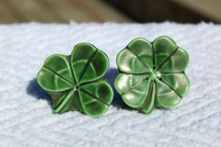Vintage Go - With Lucky 3 And 4 Leaf Clovers Salt And Pepper
