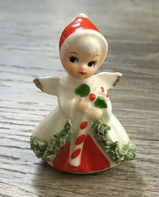 Vintage Christmas Napco - Miniature Figurine - Angel Candy Cane Spaghetti Garland