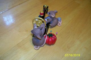 Charming Tails We ' re Sew in Love Mice with old fashioned sewing machine 2