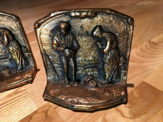 Vintage Bronze Bookends Set - " Angelus " By Jean Francois Millet - Pair Unique