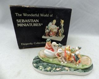 Sebastian Miniatures - Swan Boat,  Stored,  Artist Signed With Its Box