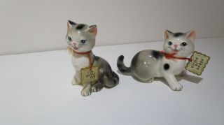 Vintage Striped Tiger Cat Kitten Salt And Pepper Set Japan With Tags