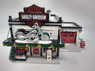 Department Dept 56 Snow Village Harley - Davidson Motorcycle Shop Retired