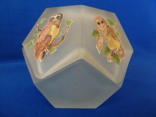 Westmoreland Polygon Fairy Lamp Candle Holder W/4 Different Owls
