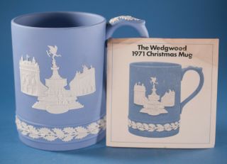 Vtg Wedgwood Blue Jasperware 1971 Christmas Mug Piccadilly Circus