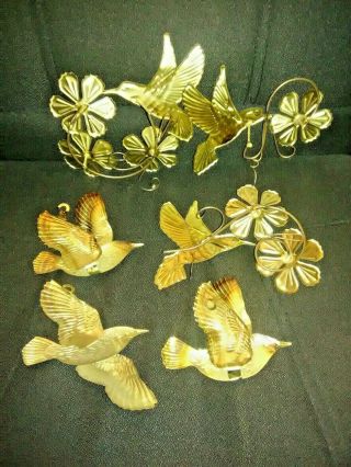Vintage Home Interiors Homco Gold Humming Birds & Sparrows Set Of 3 Each