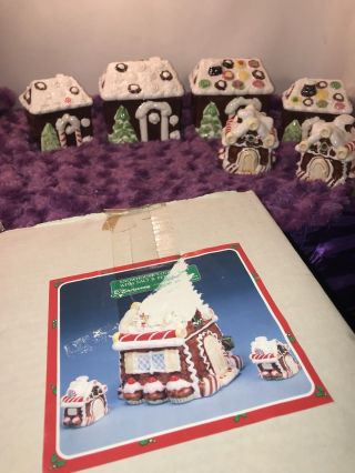 Enesco Gingerbread House Cookie Jar Canister Salt - Pepper Shaker Set Christmas