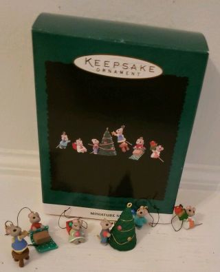 Hallmark Miniature Ornament 1996 Tiny Christmas Helpers - Set of 6 - Mouse Mice 3