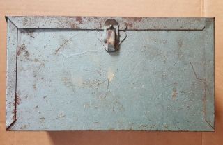 Vintage Small Strong Box 10 " X 5 1/2 " X 5 " Handle Tool Mechanic Box