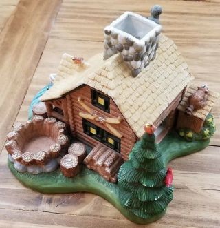 Partylite Log Cabin Gone Fishing Tealight Candle Holders Lake Nature Woods Boat