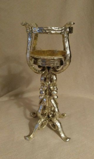 Vintage Cast Iron Pedestal Candle Holder Stand Gothic 9 1/2 " Tall