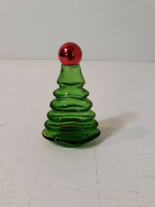 Vintage Avon Glass Perfume/cologne Christmas Tree Bottle Green And Red Empty