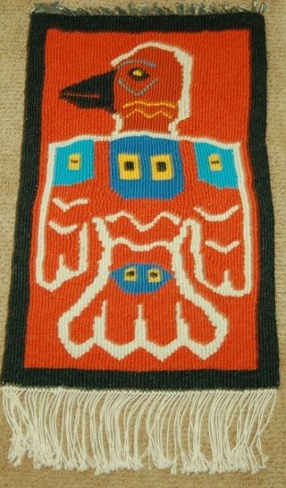 Hand Woven 100 Wool Southwestern Bird Tapestry Wall Hanging Indian