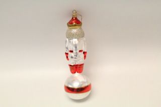 Christopher Radko White Glass Nutcracker on Ball Christmas Ornament 4