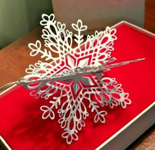 Vtg: Tamerlane White Metal Snowflake 3d Christmas Tree Ornament W/ Box