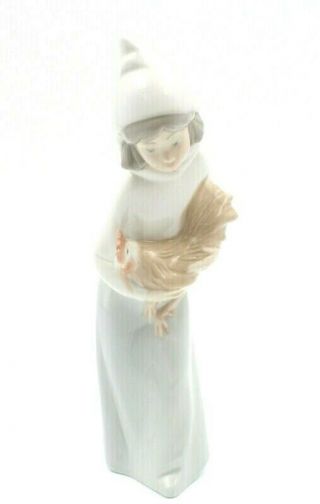 Lladro " Girl With A Rooster " Figurine By Juan Huerta Issued 1969 No Res 6207
