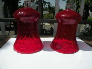 2 Vintage Home Interiors Ruby Red Glass Votive Cups 5 1/2 Inch Tall
