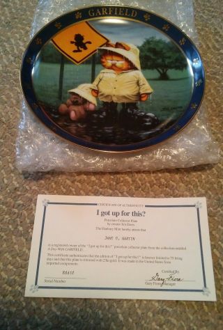 035 A Day Garfield I Got Up For This Collector Plate Danbury 23kt Gold