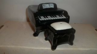 Vintage Giftcraft Black Grand Piano W/stool Salt & Pepper Shaker Set - Taiwan