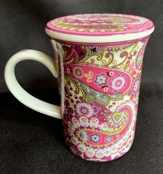 Vera Bradley By Barnes & Noble,  Very Berry Paisley,  Mug With Lid/coaster,  Pink