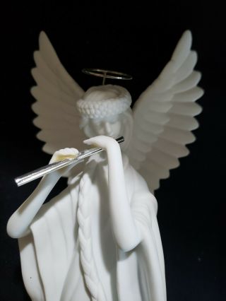 Dept 56 Inspirational Silhouette White Angel 12 " With Silver Flute Halo No Box