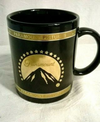Vintage Paramount Pictures Mug Cup Black Gold Porcelain