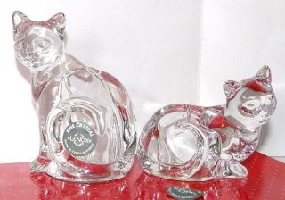 Lenox Lead Crystal Cat Figurines Fancy Clear Glass Cat Sculpture Set Of 2