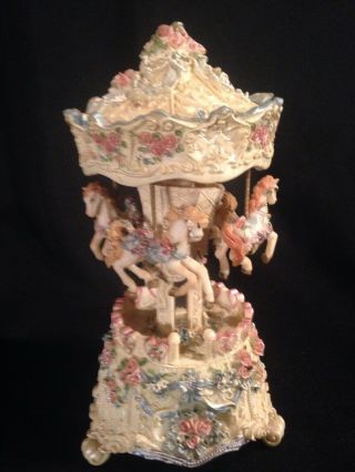 Vintage Wind Up Merry - Go - Round Music Player " All The Pretty Little Horses "