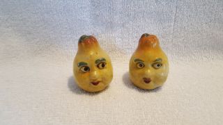 Vintage Anthropomorphic Pear Fruit Salt And Pepper Shakers