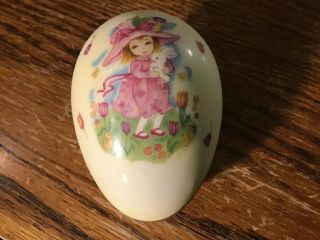 Vintage George Z.  Lefton Easter Porcelain Egg Trinket Dish 8215