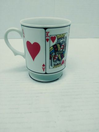 “king” Playing Cards Porcelain Pedestal Coffee Cup /mugs Hearts