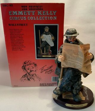 C.  1993 Flambro Signed Emmett Kelly Stiff Cloth Figurine - Wall Street