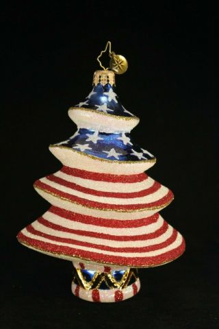 Christopher Radko Patriotic Stars N Stripes Salute Christmas Tree Ornament